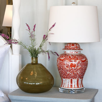 Coral Red Twisted Lotus Table Lamp