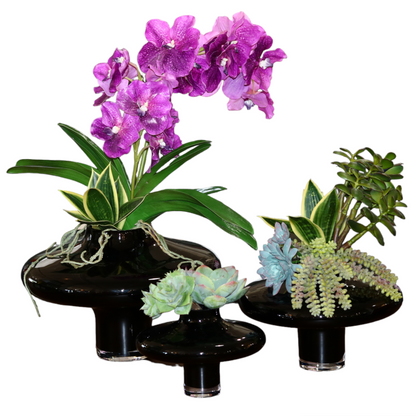 Onyx Opal Black Glass Vase