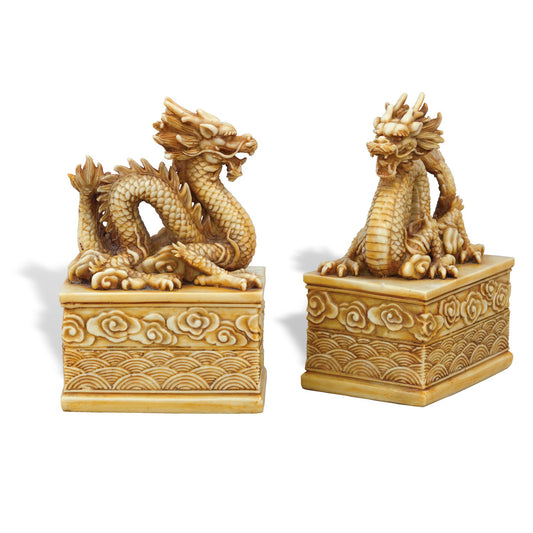 Gold Dragon Ivory Bookeneds (Set of 2)