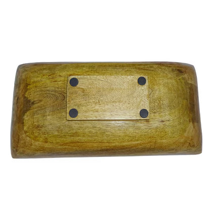 Enamel and Mangowood Rectangular Tray - Blue