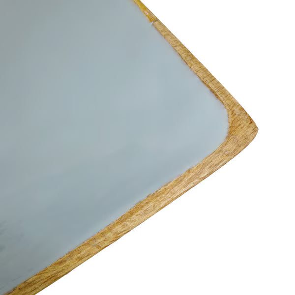 Enamel and Mangowood Rectangular Tray - Blue
