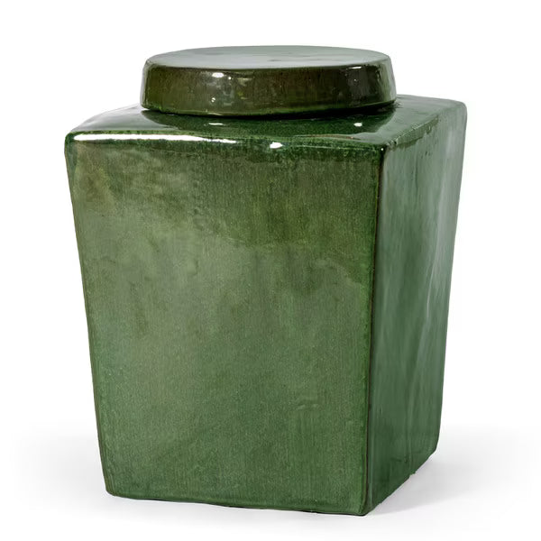 Large Green Stoneware Tea Jar