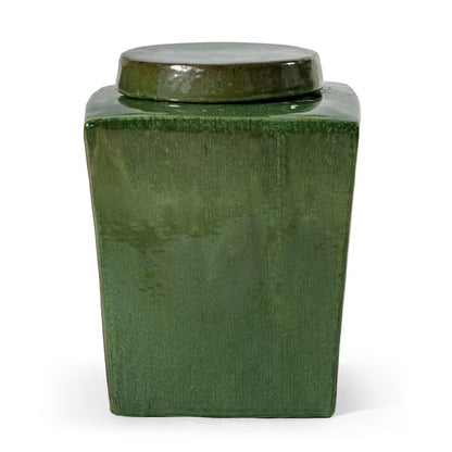 Large Green Stoneware Tea Jar