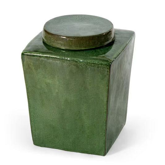 Large Green Stoneware Tea Jar