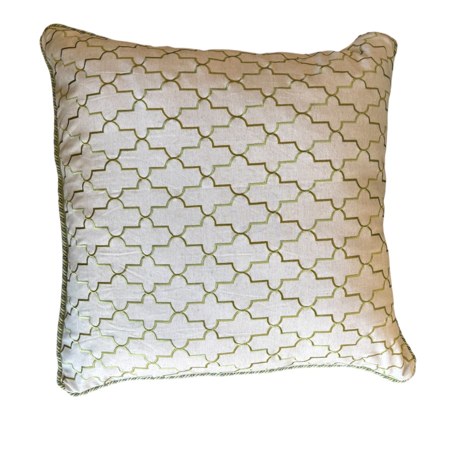 26" Green and Cream Geometric Pillow