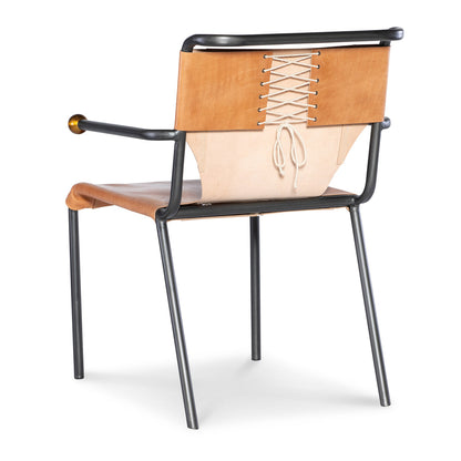 Tangerine Leather Dining Chair