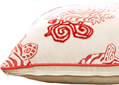 22" Coral & Linen Tiger Pillow