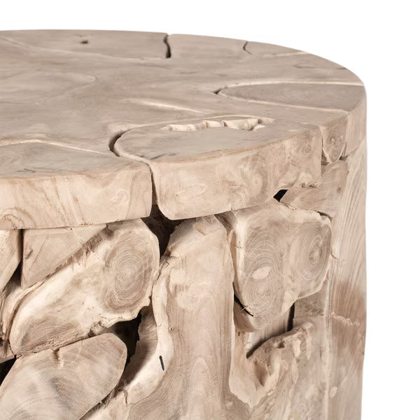 Banyan Organic Mosaic Teak Wood Dining Table Pedestal Base