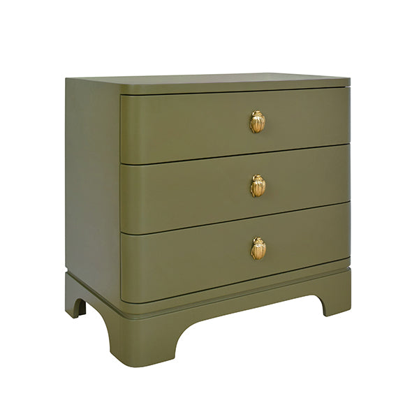 Matte Green Three Drawer Side Table