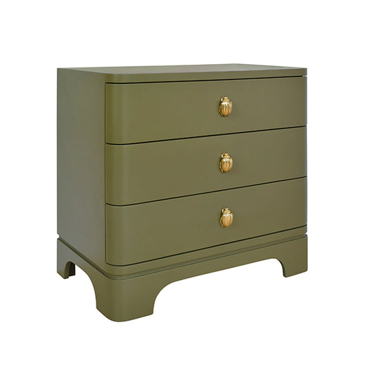 Matte Green Three Drawer Side Table