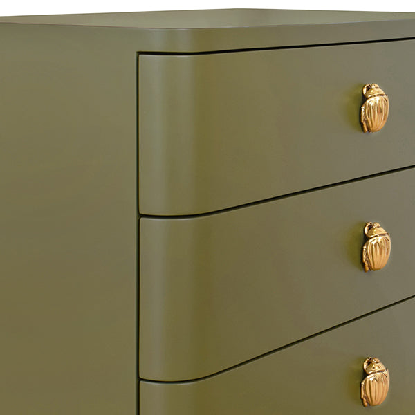 Matte Green Three Drawer Side Table
