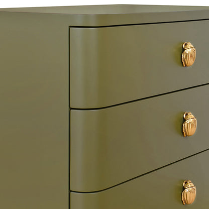 Matte Green Three Drawer Side Table