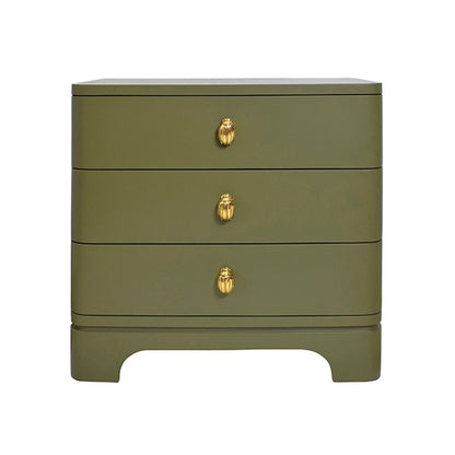 Matte Green Three Drawer Side Table
