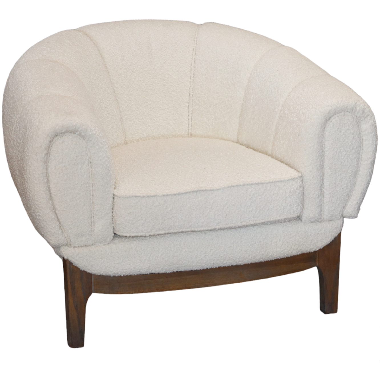 White Sherpa Barrel Accent Chair