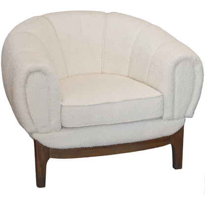 White Sherpa Barrel Accent Chair