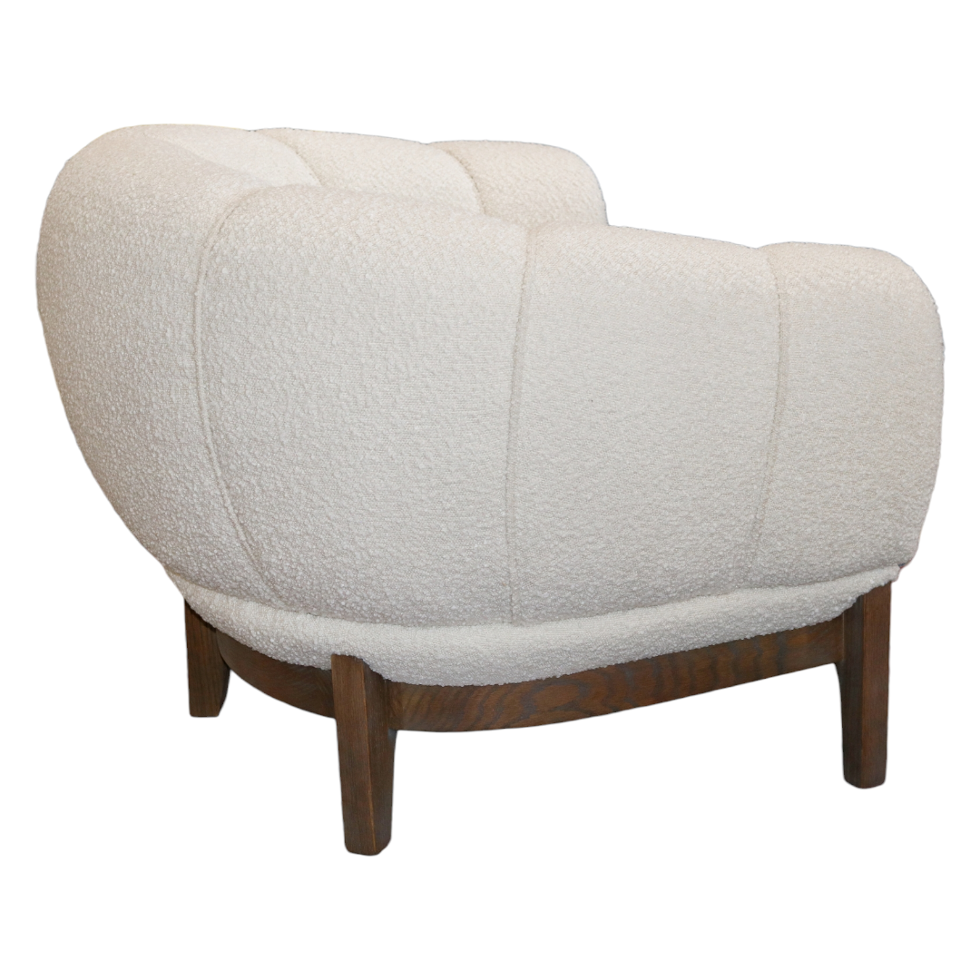 White Sherpa Barrel Accent Chair