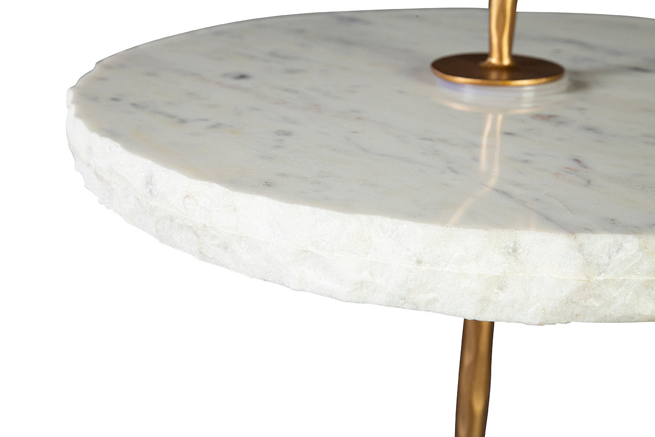 Marble & Cast Iron Round Side Table