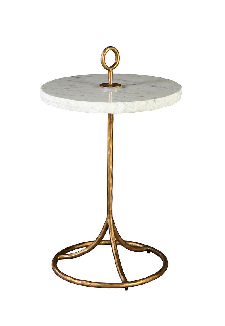 Marble & Cast Iron Round Side Table