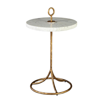 Marble & Cast Iron Round Side Table