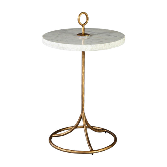 Marble & Cast Iron Round Side Table