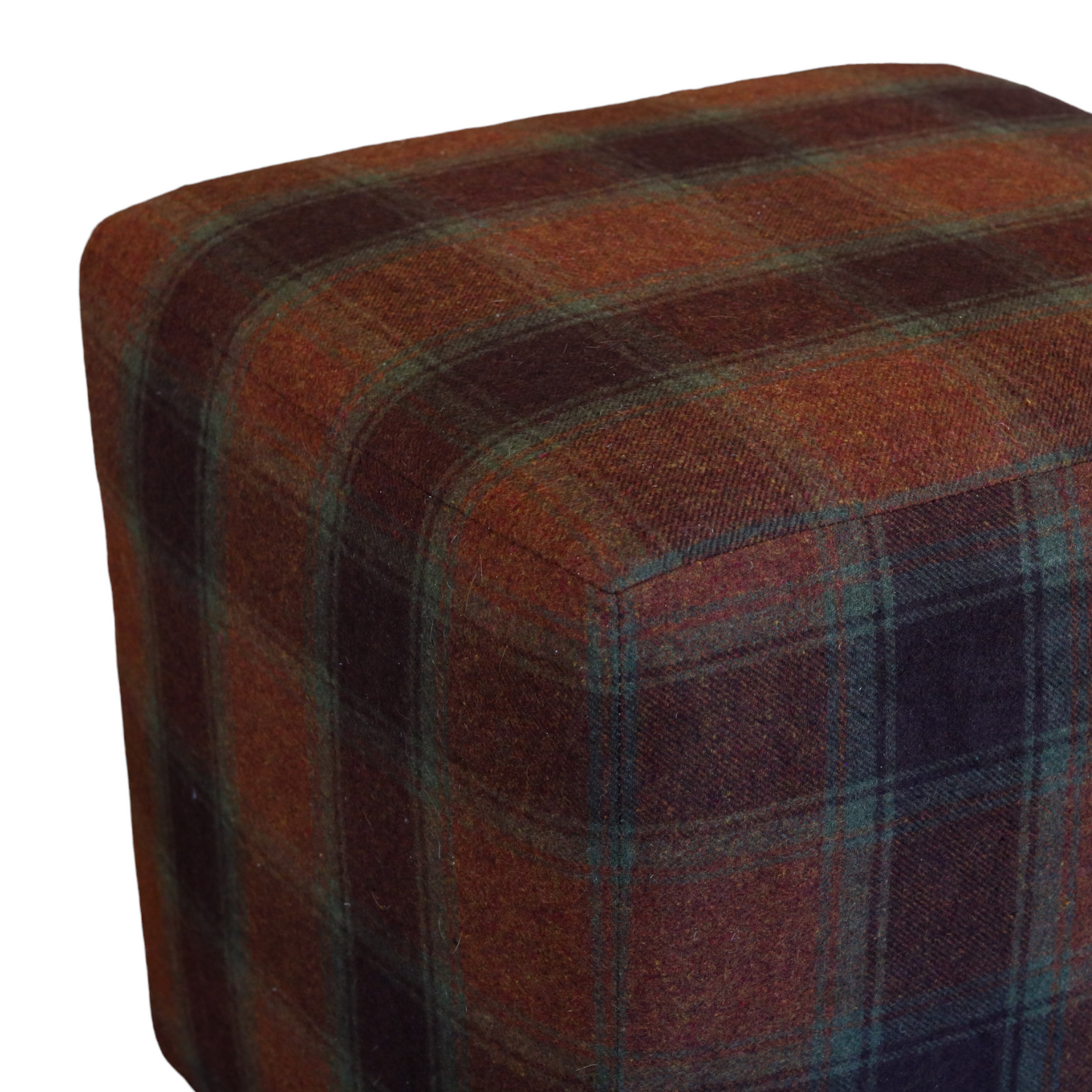 Plaid Square Ottoman