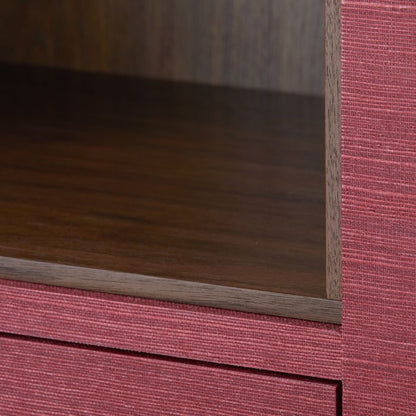 Red Lacquered Grasscloth Side Table