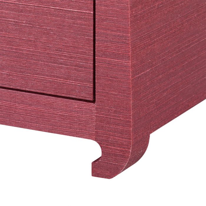 Red Lacquered Grasscloth Side Table