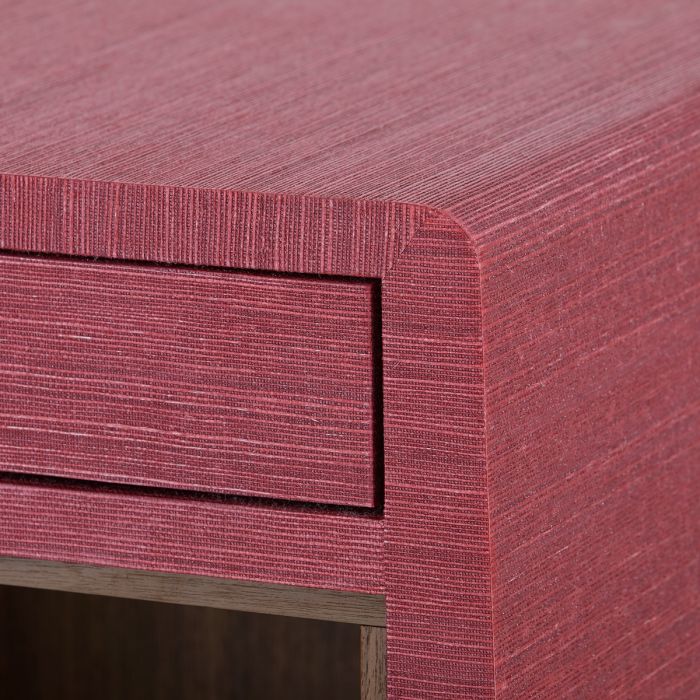 Red Lacquered Grasscloth Side Table