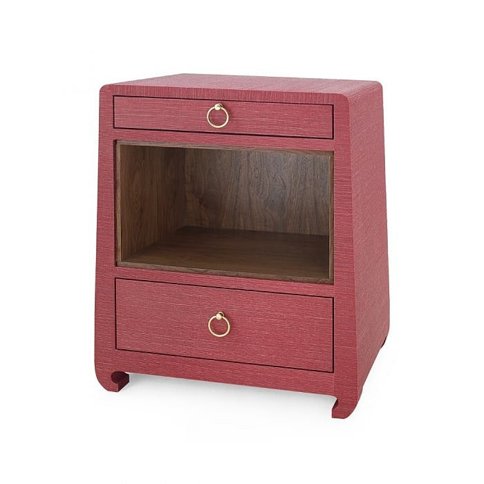 Red Lacquered Grasscloth Side Table