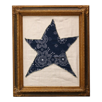 Framed Embroidered Blue Star