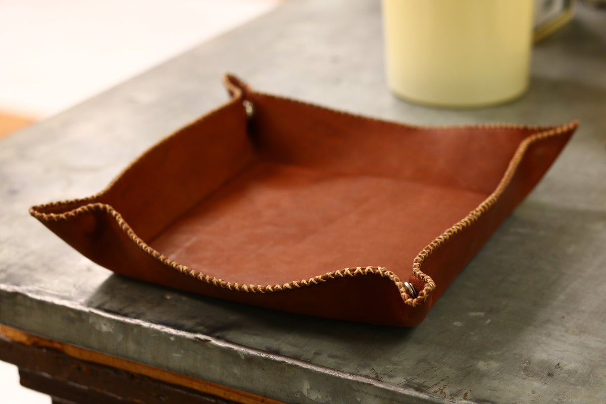 Hand-Stitched Leather Catch All Tray