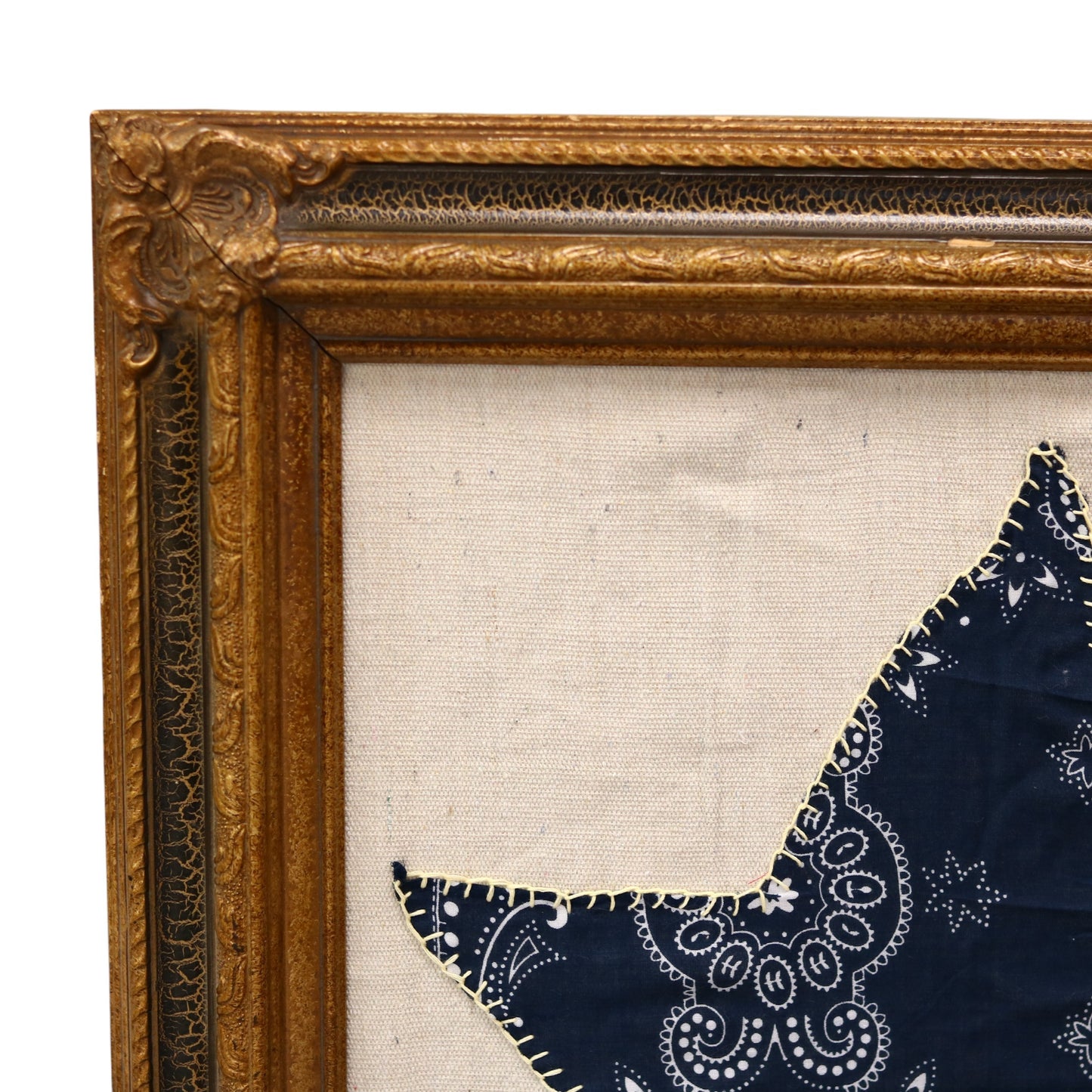 Framed Embroidered Blue Star