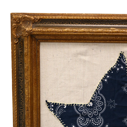 Framed Embroidered Blue Star