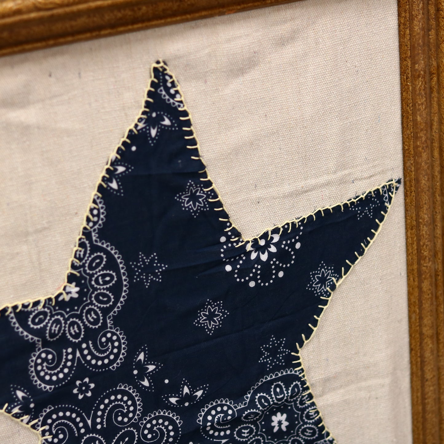 Framed Embroidered Blue Star