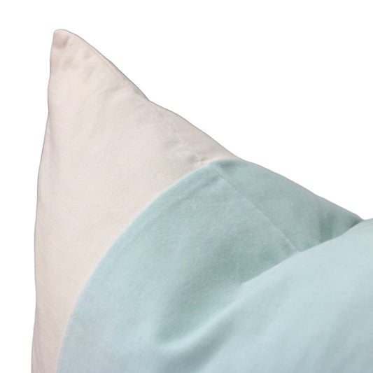 Aqua Velvet Panel Pillow - 22"