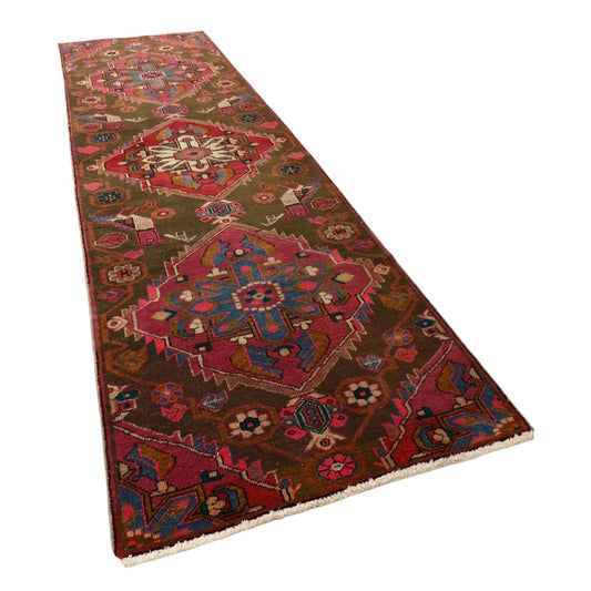 3' x 9'8" Brown & Pink Angora Oushak Runner