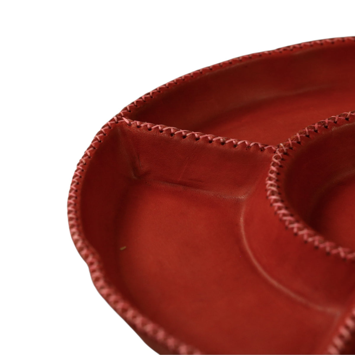 Hand-Stitched Leather Round Organizer Tray