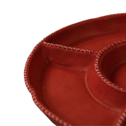 Hand-Stitched Leather Round Organizer Tray