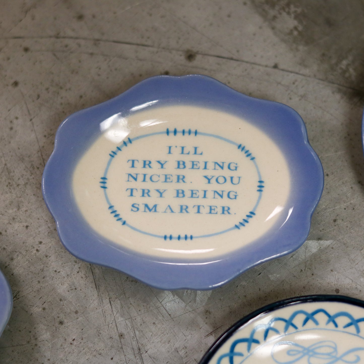 Hand-Painted Stoneware Magnet with Saying
