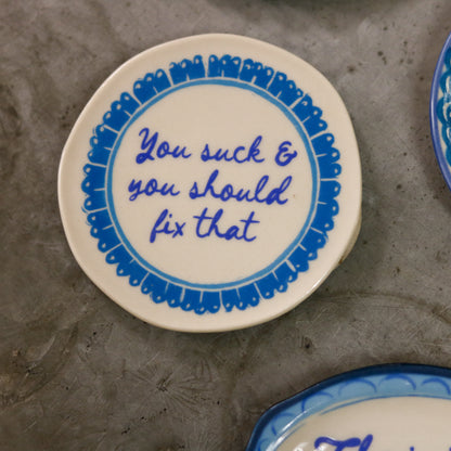 Hand-Painted Stoneware Magnet with Saying