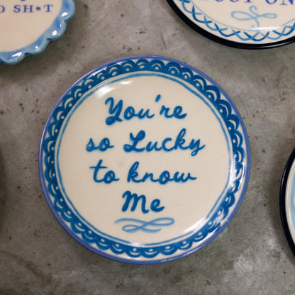 Hand-Painted Stoneware Magnet with Saying