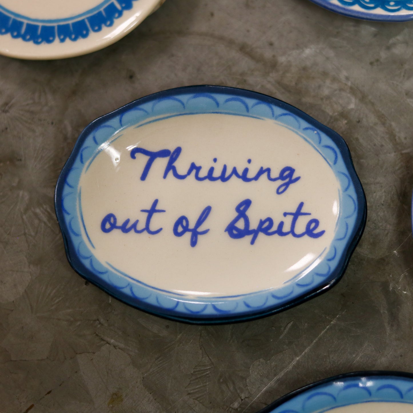 Hand-Painted Stoneware Magnet with Saying