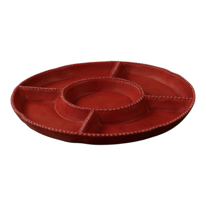 Hand-Stitched Leather Round Organizer Tray