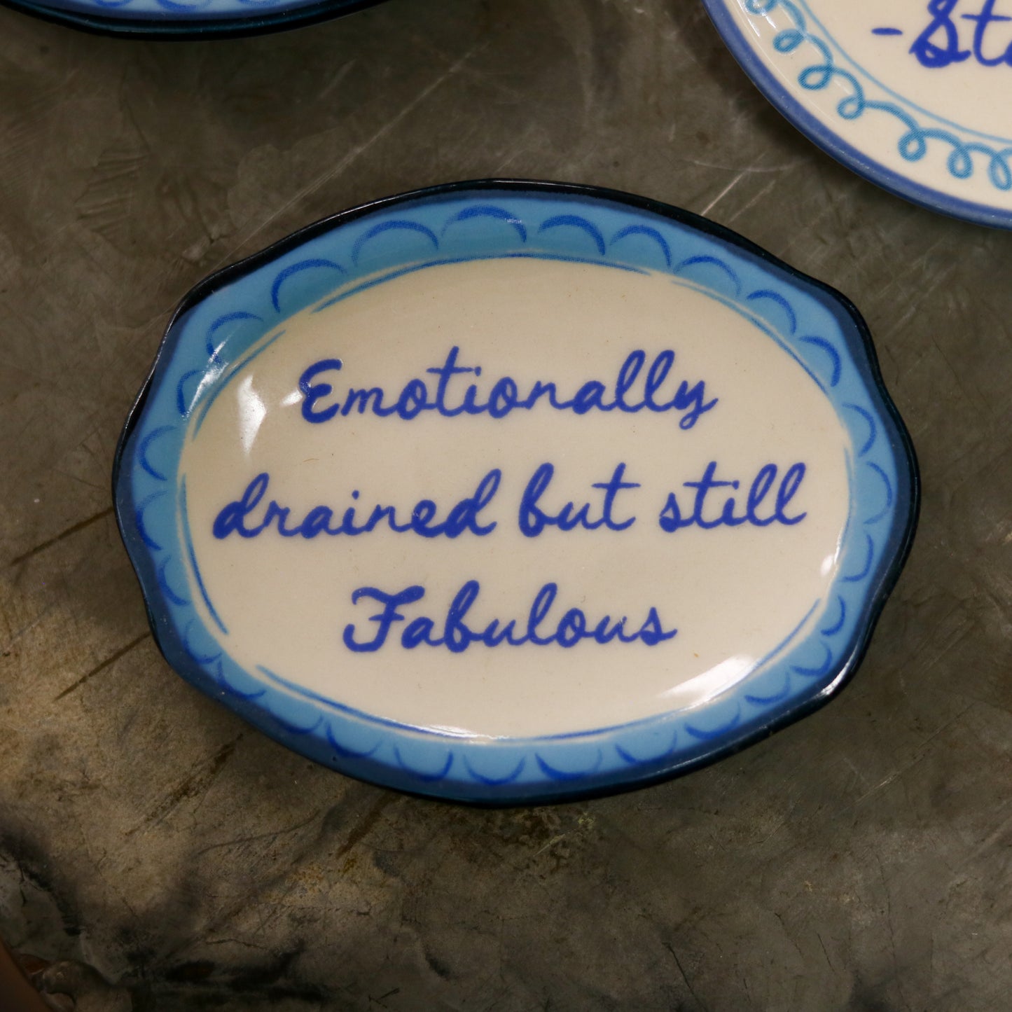 Hand-Painted Stoneware Magnet with Saying