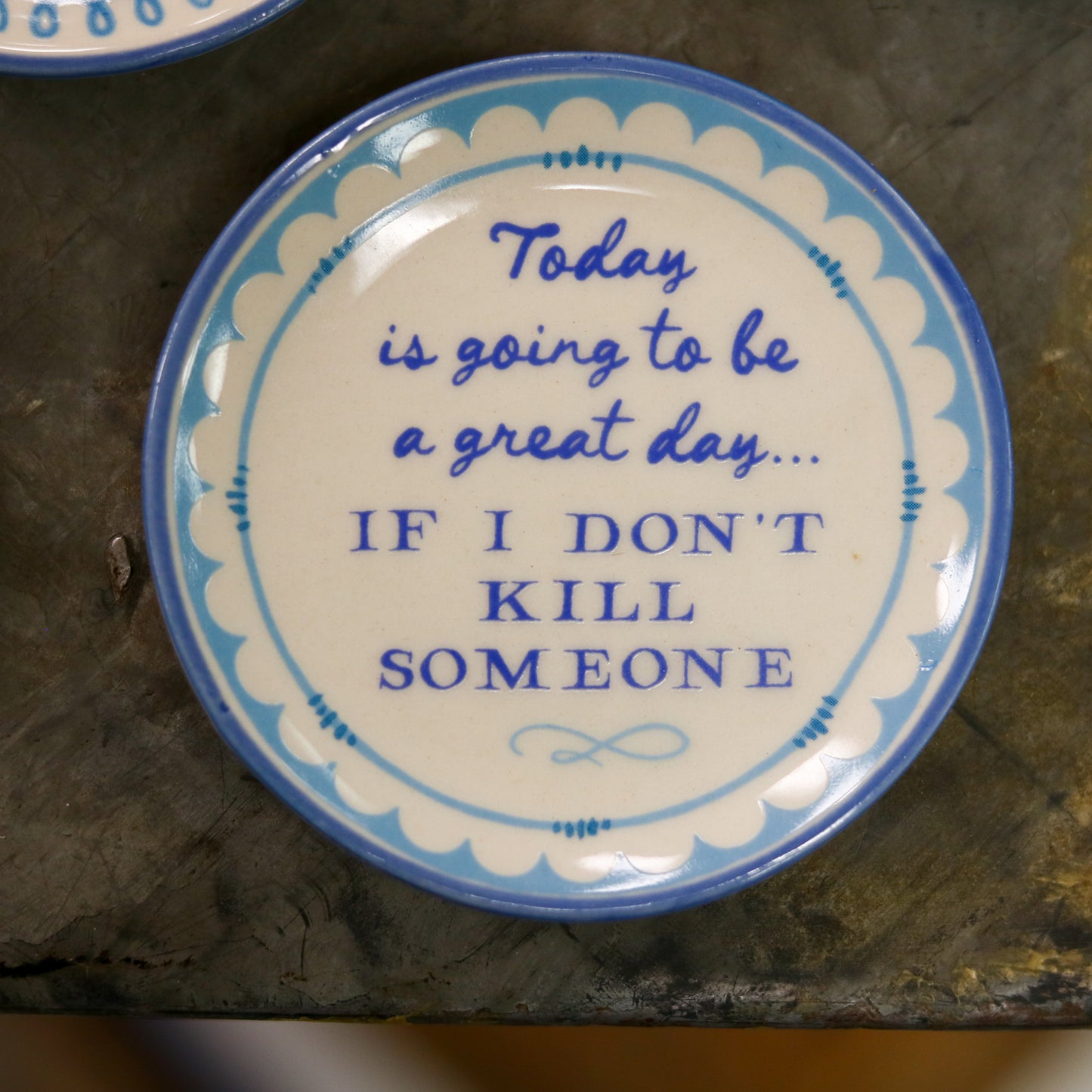 Hand-Painted Stoneware Magnet with Saying
