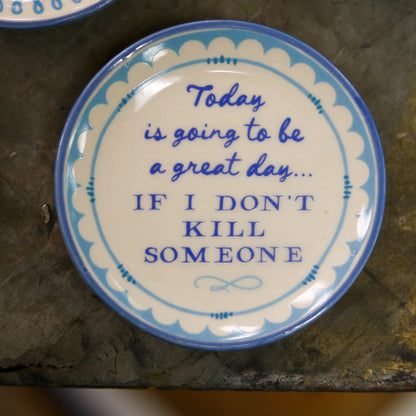 Hand-Painted Stoneware Magnet with Saying