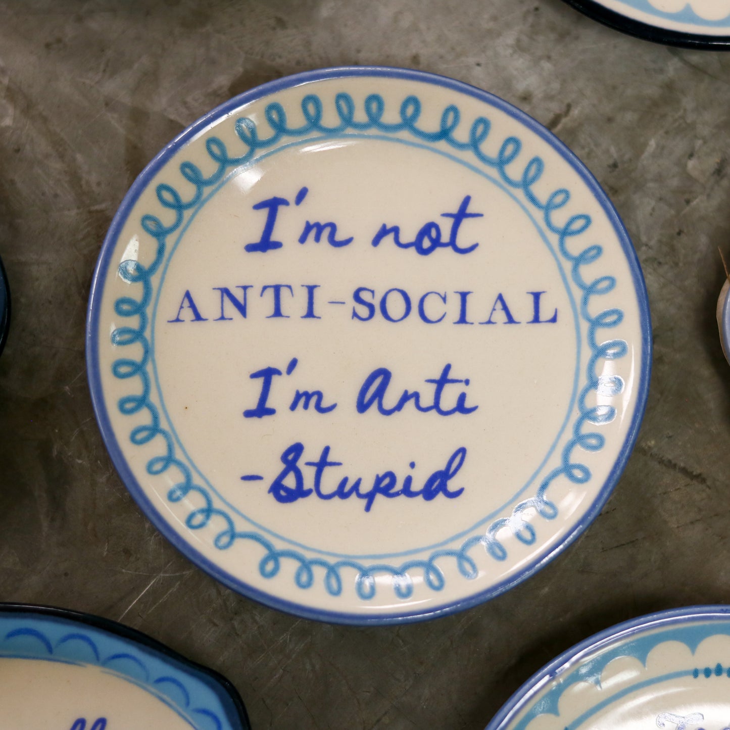 Hand-Painted Stoneware Magnet with Saying