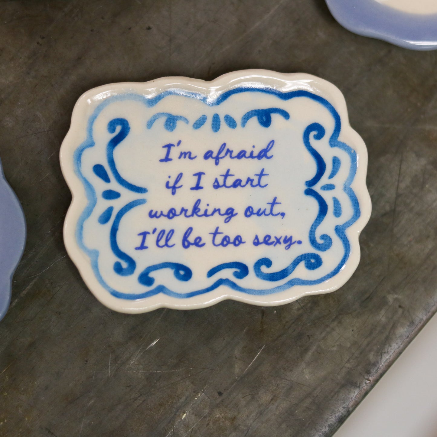 Hand-Painted Stoneware Magnet with Saying
