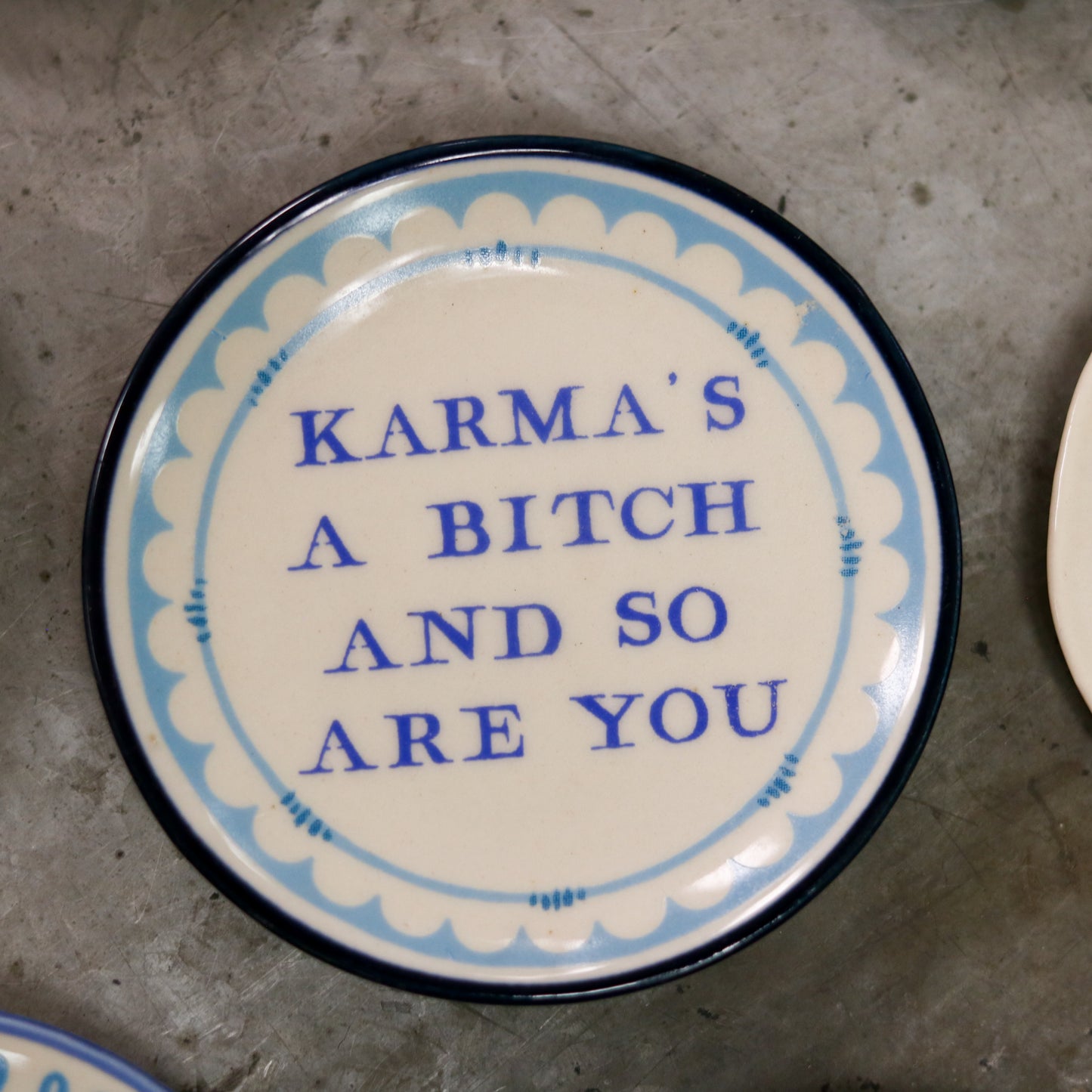 Hand-Painted Stoneware Magnet with Saying