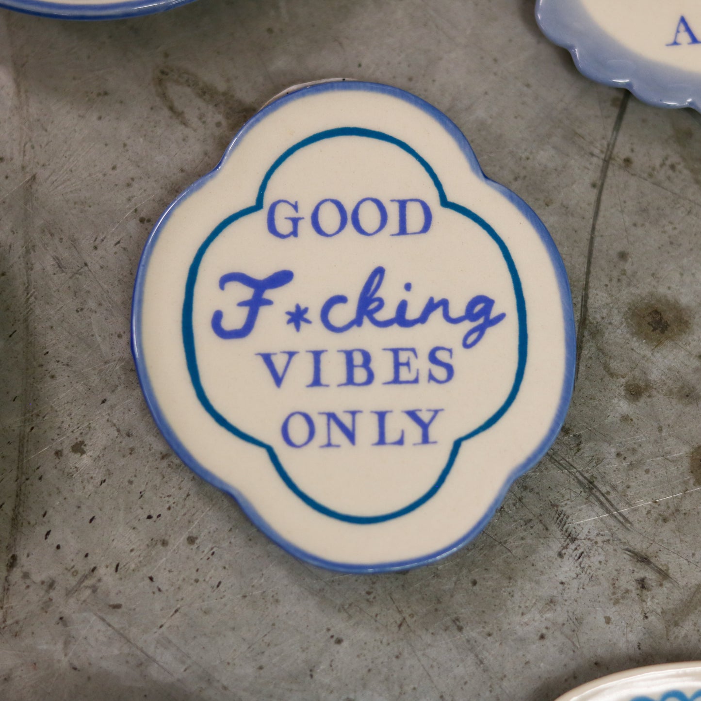 Hand-Painted Stoneware Magnet with Saying